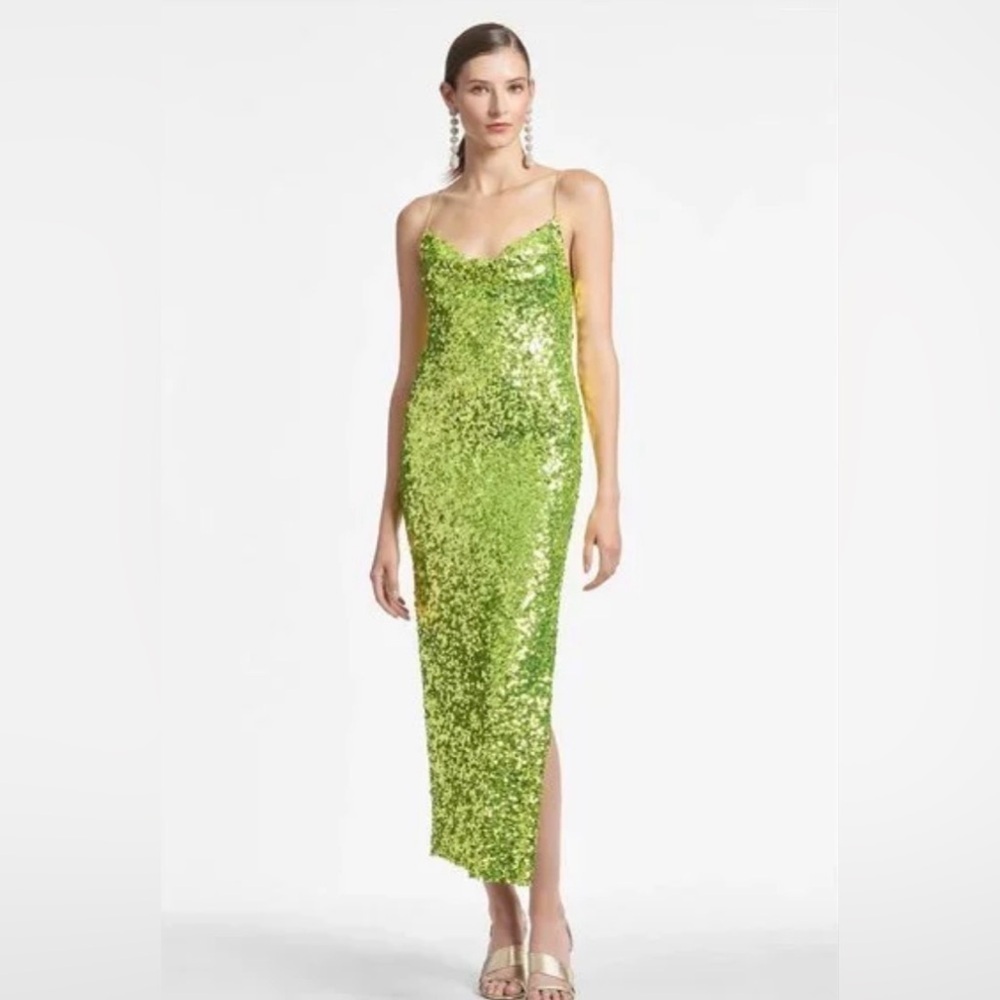 Sachin & Babi Sanza Sequined Dress in chartreuse size 2 NWT